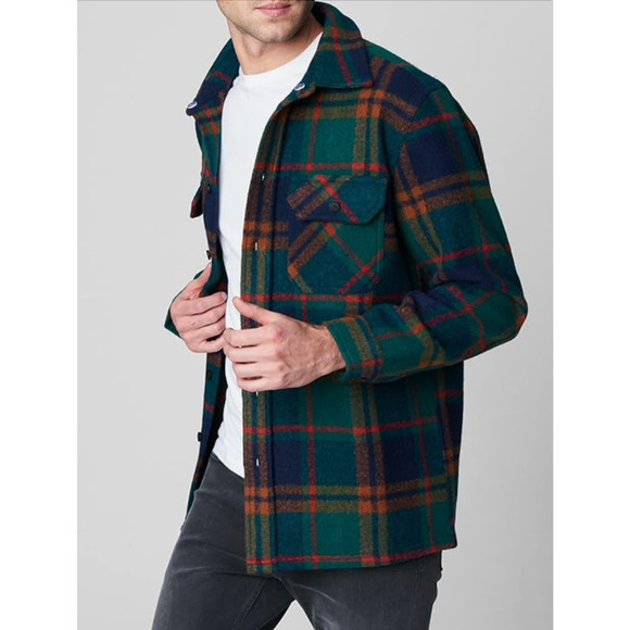Blank NYC Mens Plaid Heavy Shacket Shirt With Removable Hood Jacket Size M - Picture 11 of 12